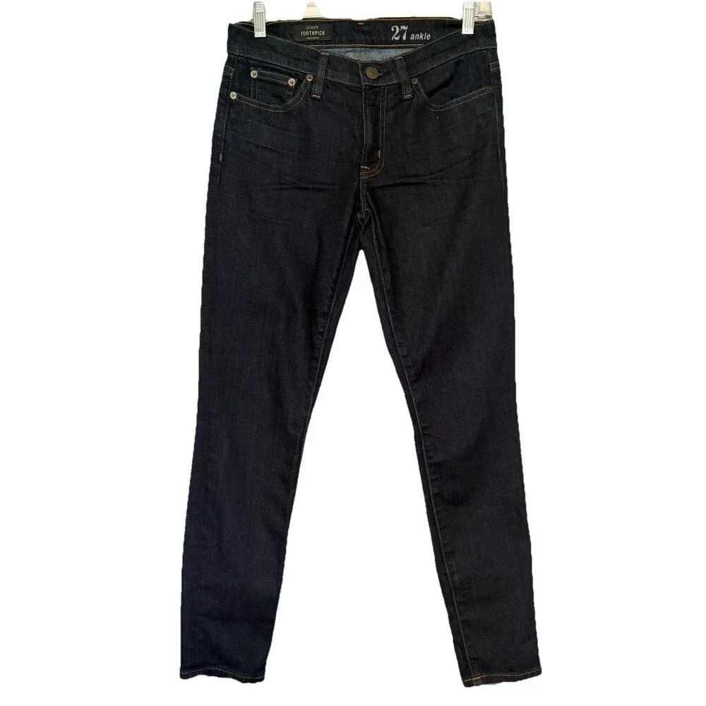 J. Crew Toothpick Skinny Jeans Sz 27 Ankle Dark Blue Stretch EUC